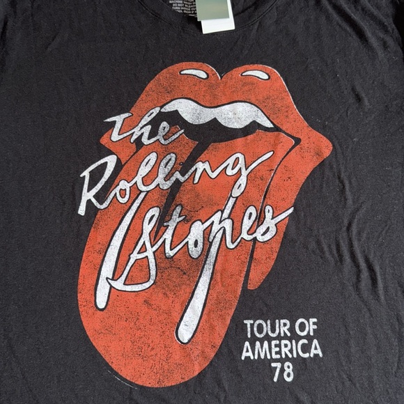 The Rolling Stones Tour of America '78 Black Graphic Short Sleeve T-Shirt - Picture 2 of 5